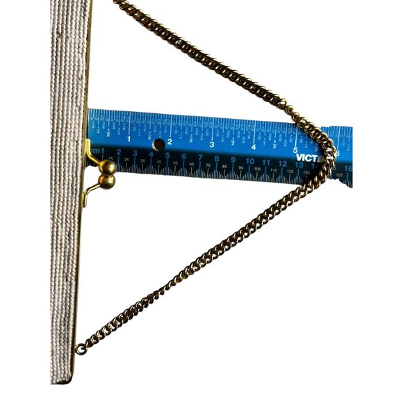 Vintage Needlepoint Floral Handbag Chain Handle Satin Lining - Picture 5 of 16